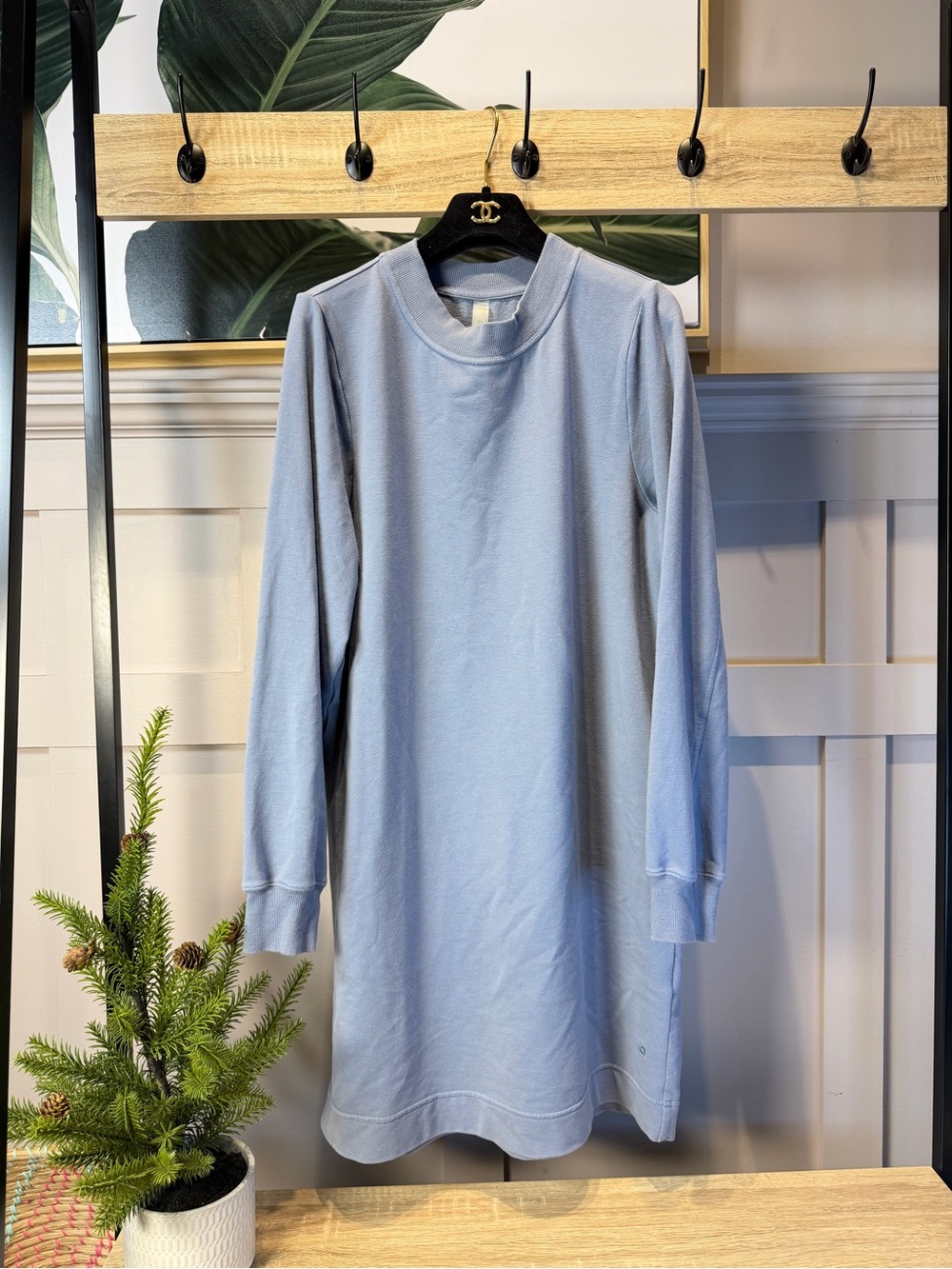 HYBA Light Blue 100% Cotton Crewneck Sweatshirt Dress M